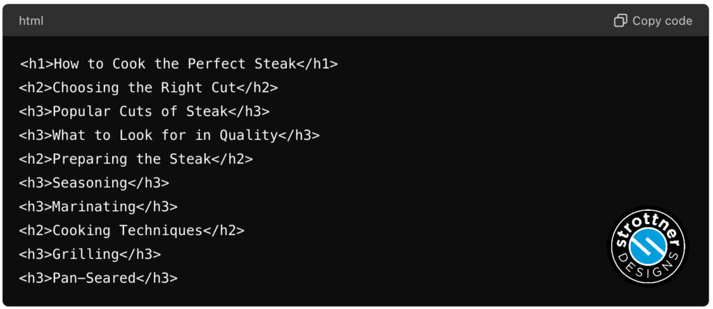 an of headers usage for a steak recipe website